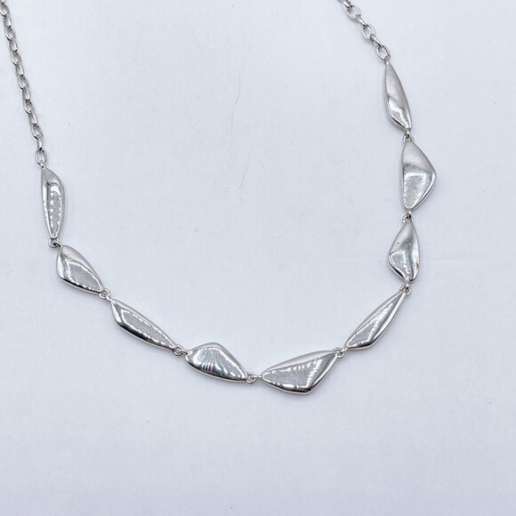 Kendra Scott Silver Link Chain Necklace Geometric Shaped Details - Picture 2 of 5